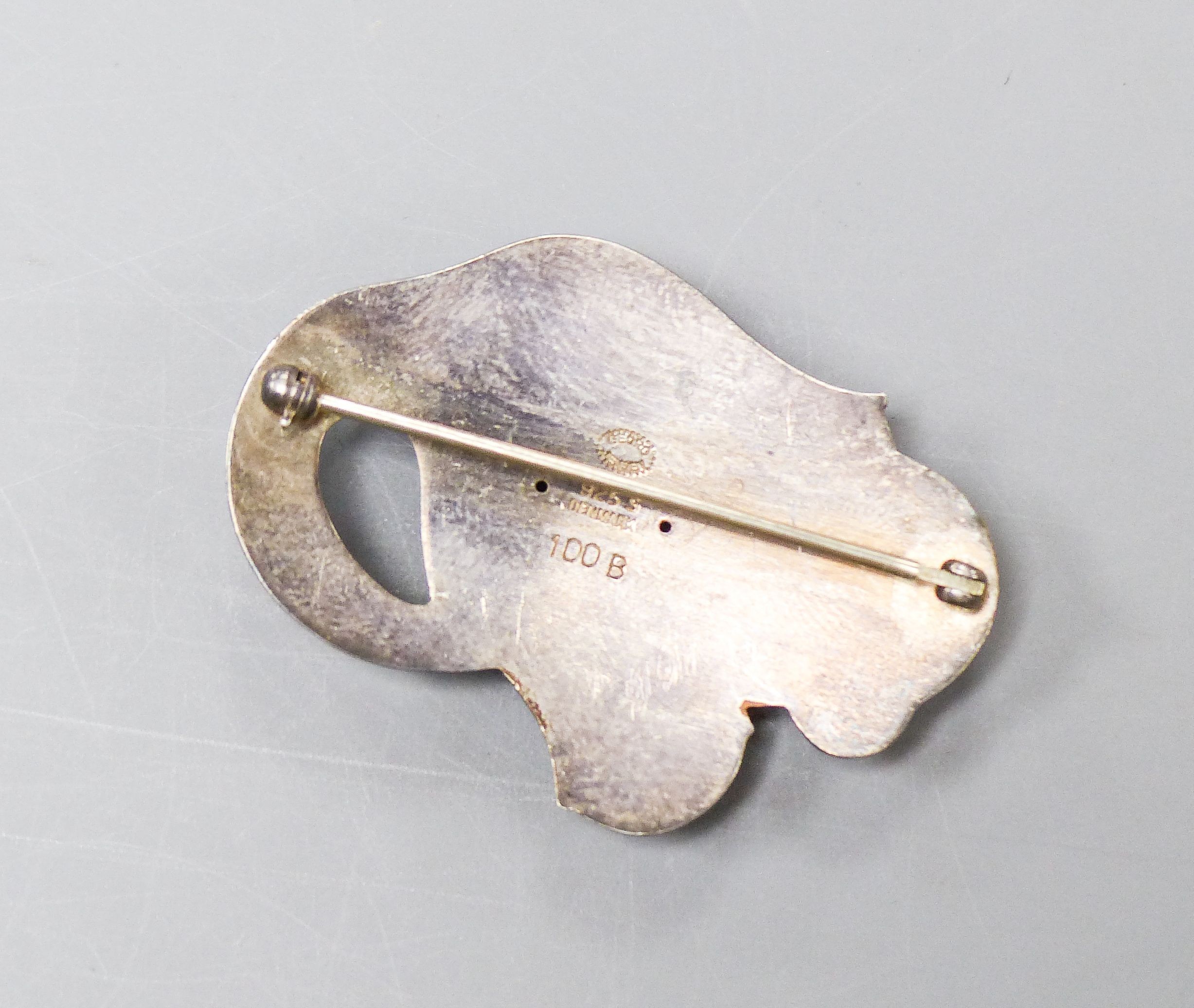 A Georg Jensen sterling tulip brooch, no. 100B, 42mm.